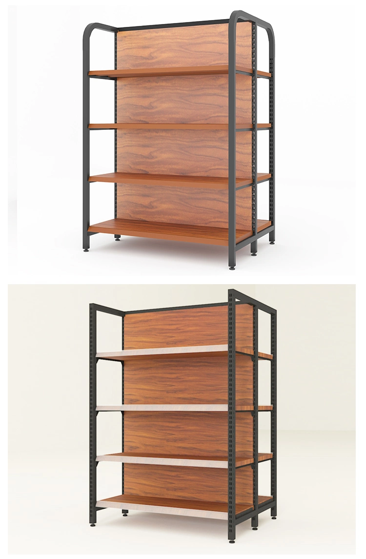 Four-Column Wood Grain Supermarket Shelf Display